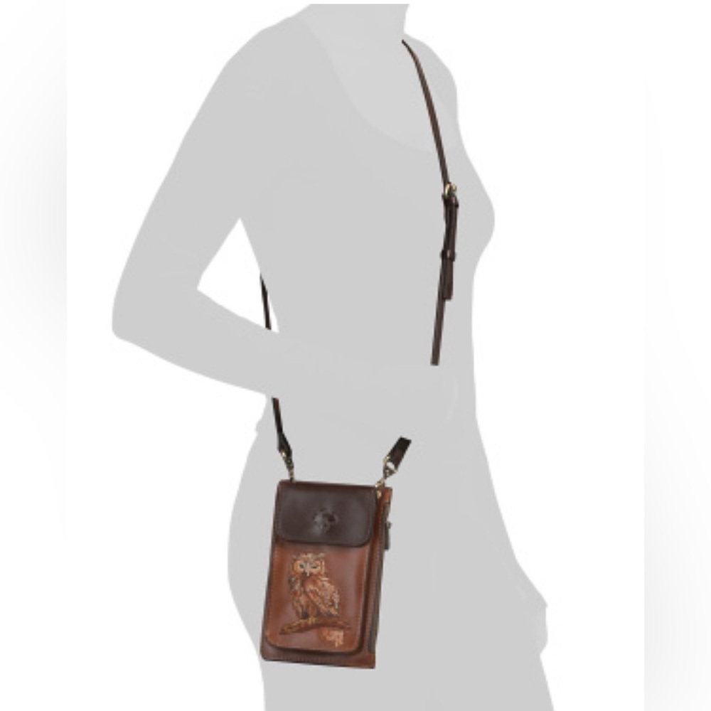 New Patricia Nash Chiavella OWL Embroidered Leather Phone Crossbody - Picture 3 of 8
